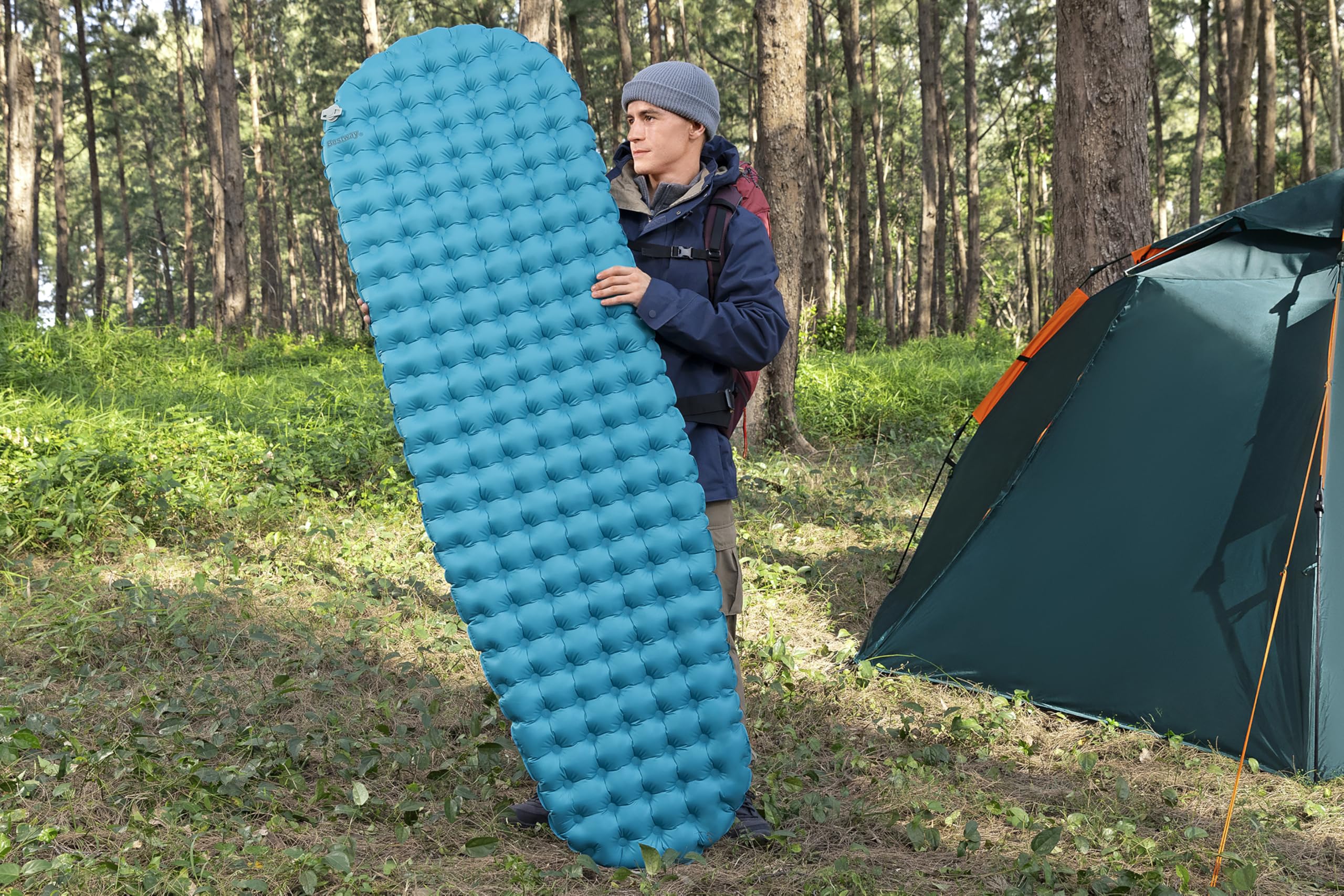 Bestway AlpineLite nadmuchiwana pojedyncza mata do spania typu mumia 183 x 51 x 7,5 cm