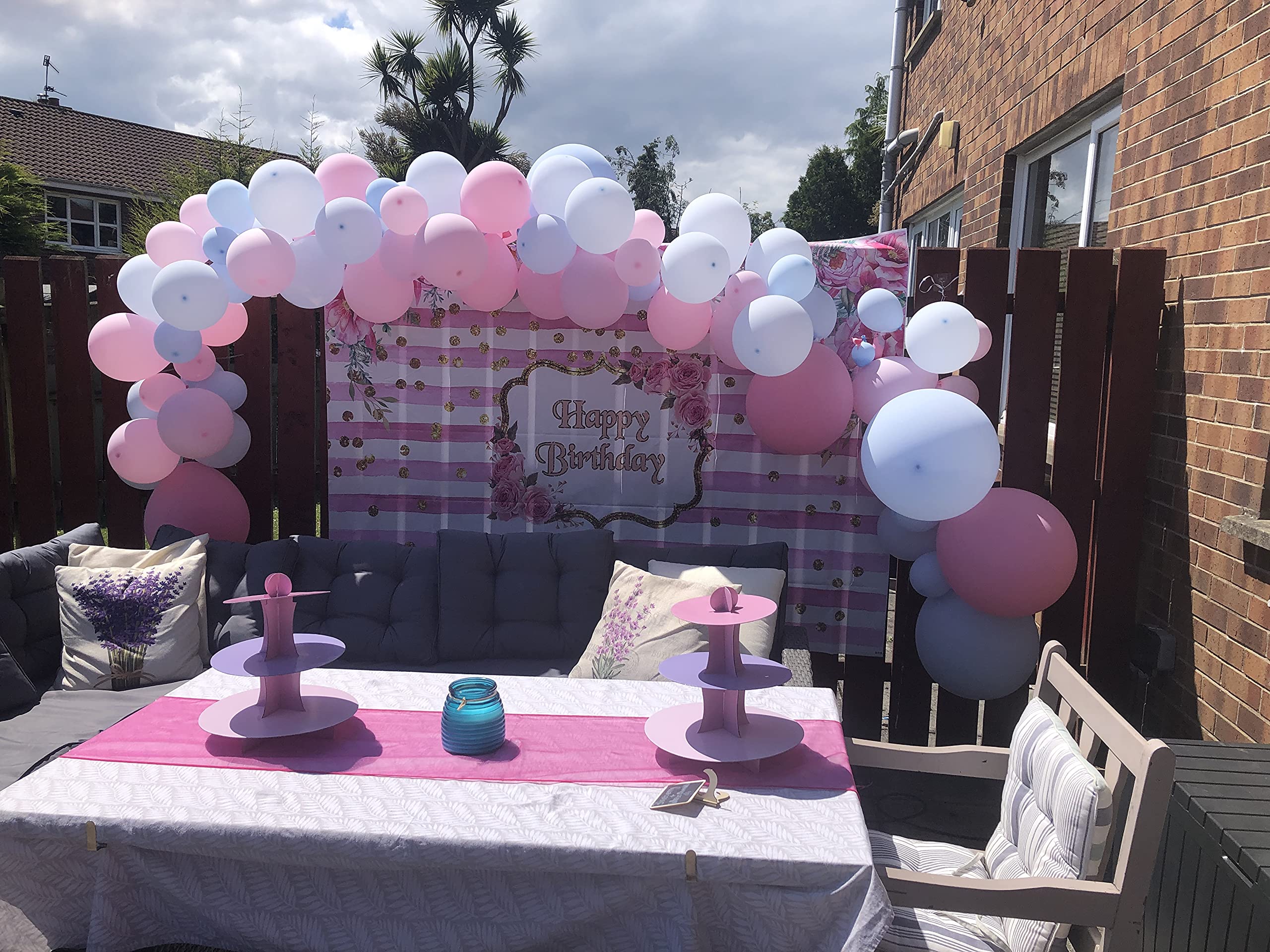 Mehofoto Sfondo Fotografico 7x5ft Rosa E Bianco A Righe – Tela Vinile Per Baby Shower E Compleanni
