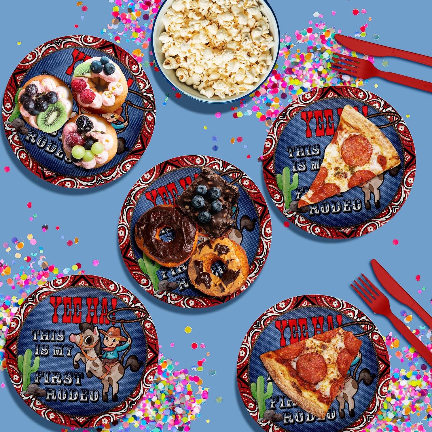 My First Rodeo Cowboy Western Birthday - 32 Piece Disposable Party Supplies - Decorations for Boy's 1st Birthday Round Party Plates - Large 9" Paper Plates In Bulk image 4