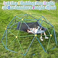 Vista 7 de Gardenature - Cúpula de escalada de 10 pies con hamaca, gimnasio de jungla al aire libre para niños, estructura de escalada geométrica con cúpula