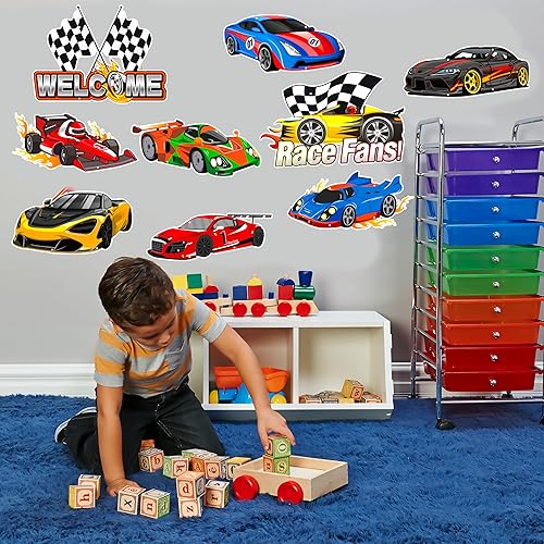 Miniatura 7 de Cartel de bienvenida para puerta de coche de carreras, decoración de fiesta de cumpleaños, cartel de recortes para decoración de fiestas de