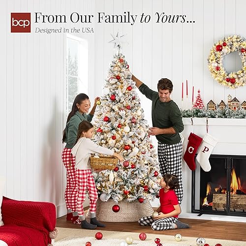 Miniatura 7 de Best Choice Products - Árbol de Navidad artificial, de 6 pies, iluminado previamente, con nieve, para casa, oficina, decoración de fiesta, 250 luces