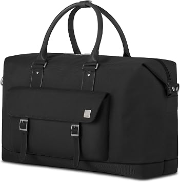 Moshi Vacanza Weekend Travel Bag, Duffle Canvas Luggage, Weather-Resistant Handbag- Black