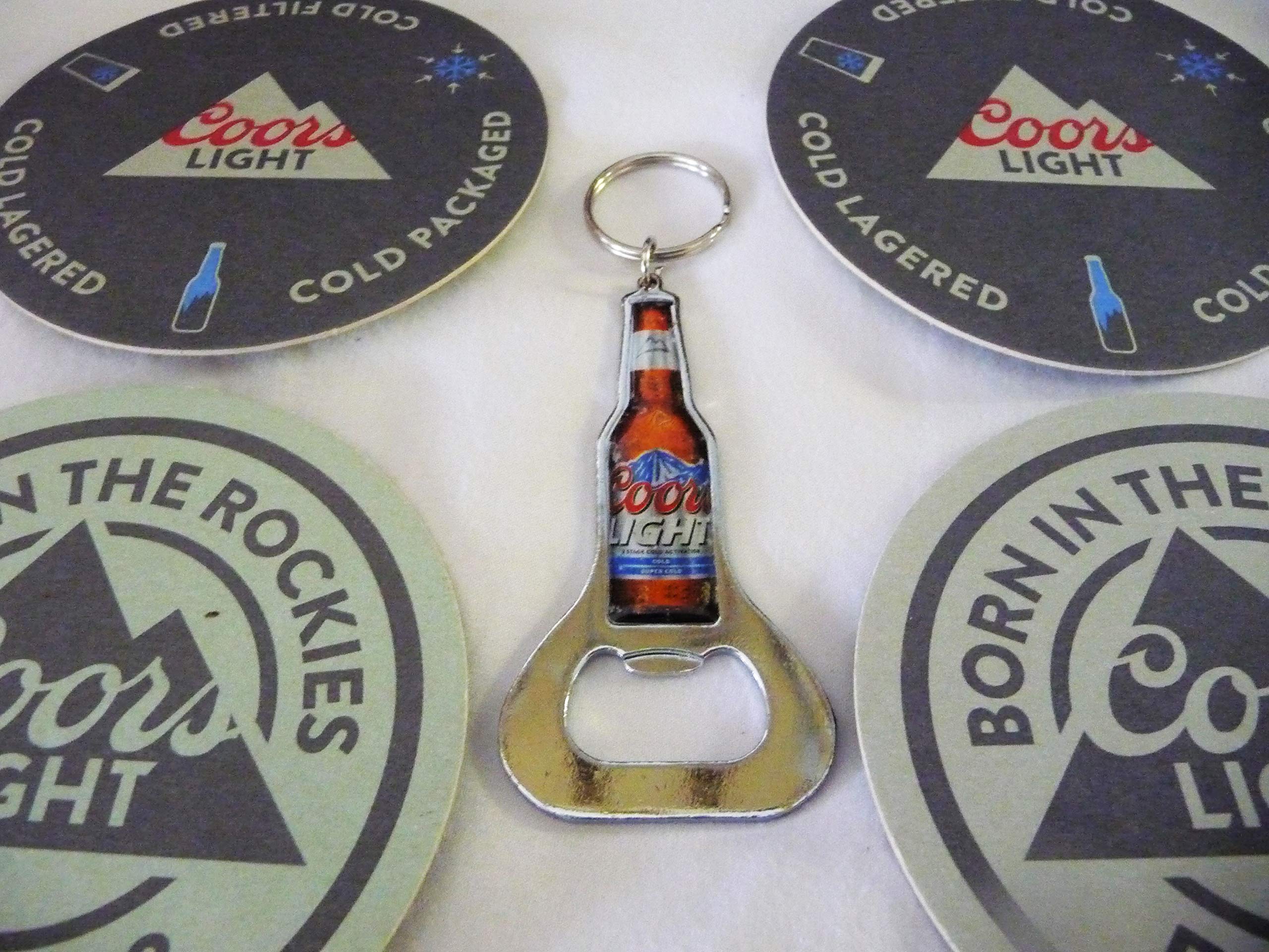 Coors LightBottle Opener/Key Ring KeyChain Coaster Set Two Sided