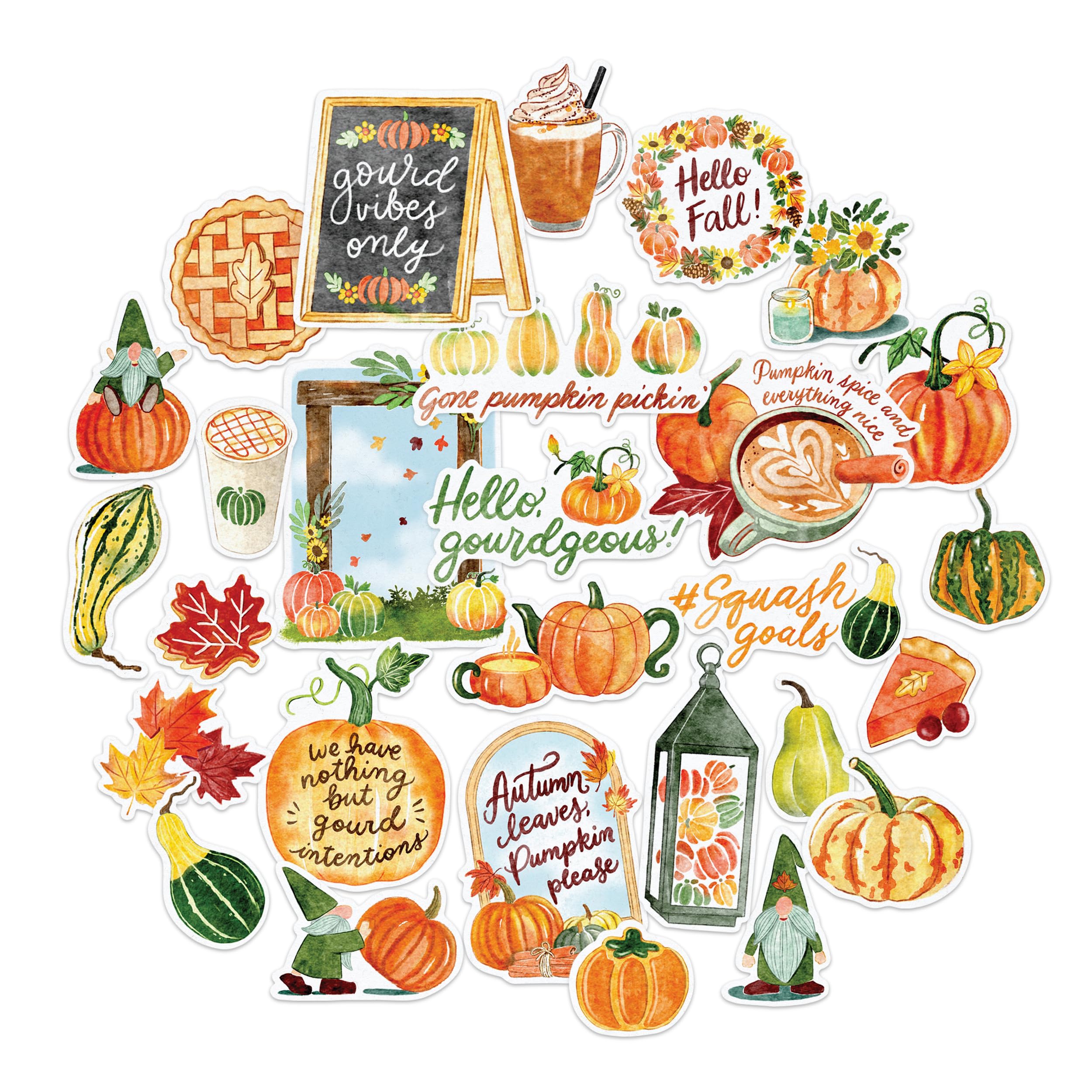 Navy Peony pegatinas rústicas de otoño de calabaza (28 piezas) - Calcomanías impermeables para laptop, botella de agua, scrapbooking, diarios y planificadores, favores de fiesta de Acción de Gracias