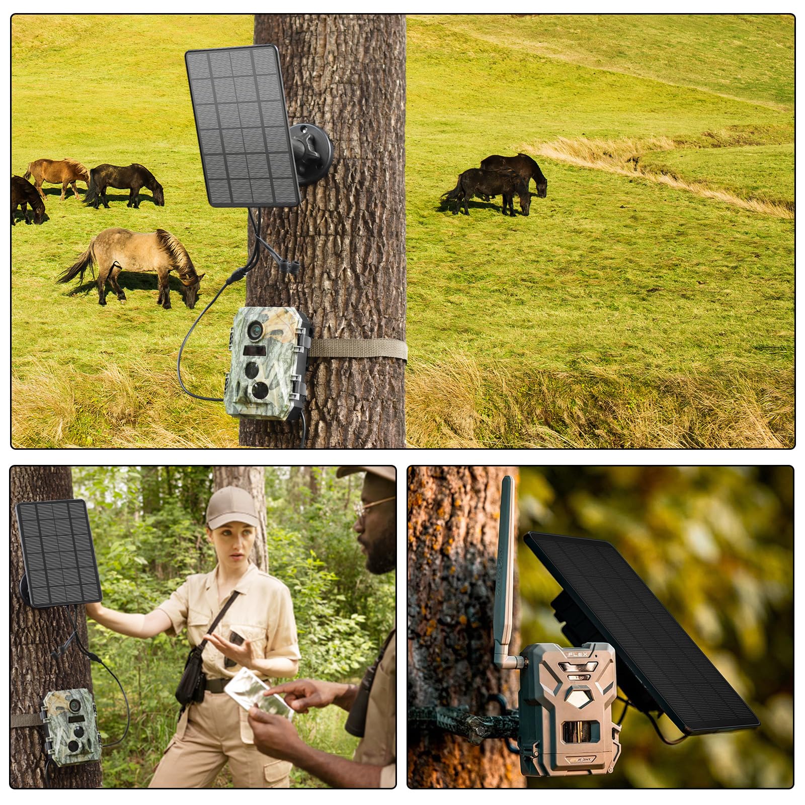 LIYVZ Panel solar de 3 W para cámara de rastreo CC 6 V/12 V, kit de panel solar con batería recargable integrada de 5000 mAh para cámara de caza, 6.5 x 4.5 pulgadas (panel solar para cámara de sendero