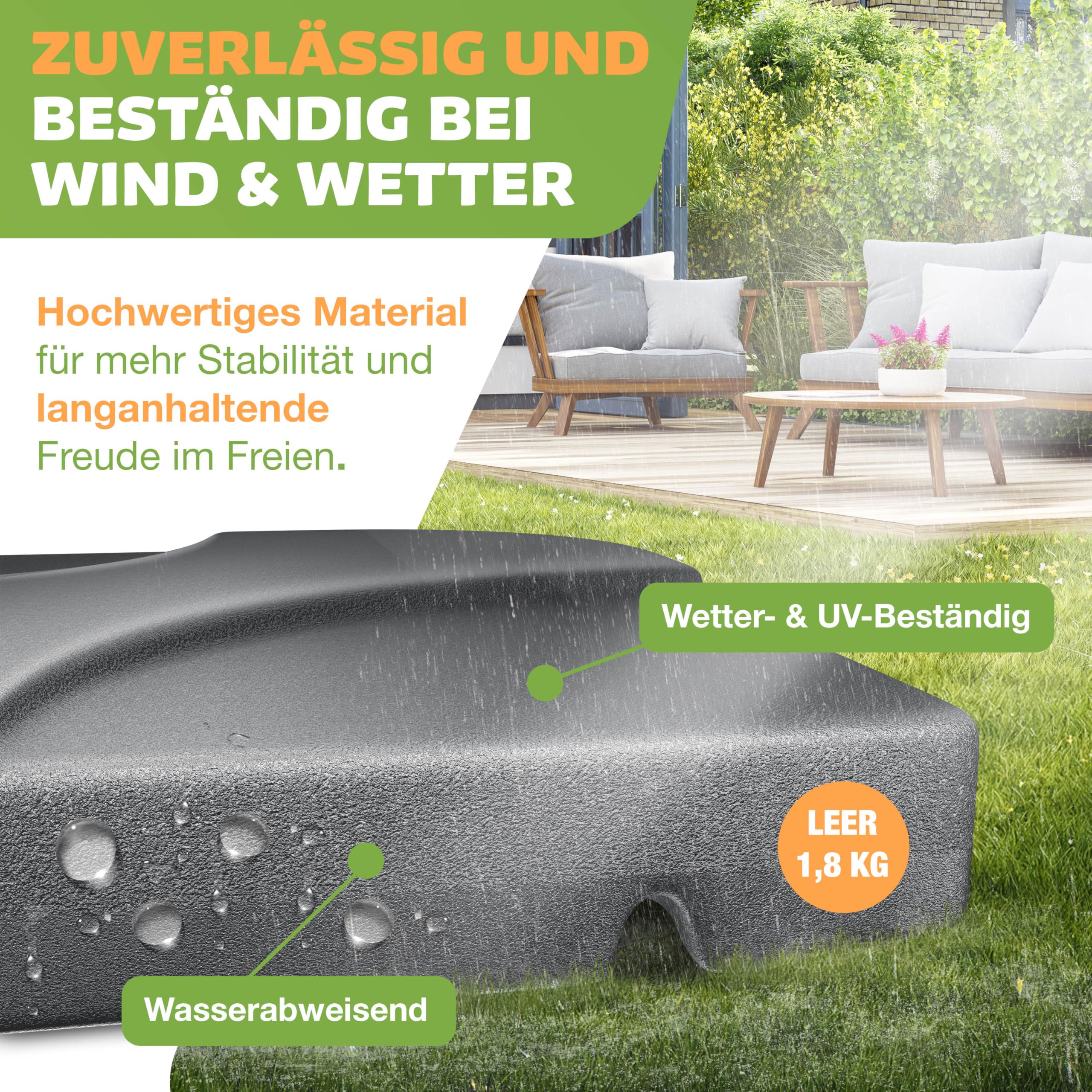 KESSER® Sonnenschirmständer 4-teilig Schirmgewicht Schirmständer für Ampelschirm Bodenkreuz 60 Liter / 80 kg befüllbar mit Wasser oder Sand Inkl. Metallverbinder Ampelschirmständer Kunststoff,
