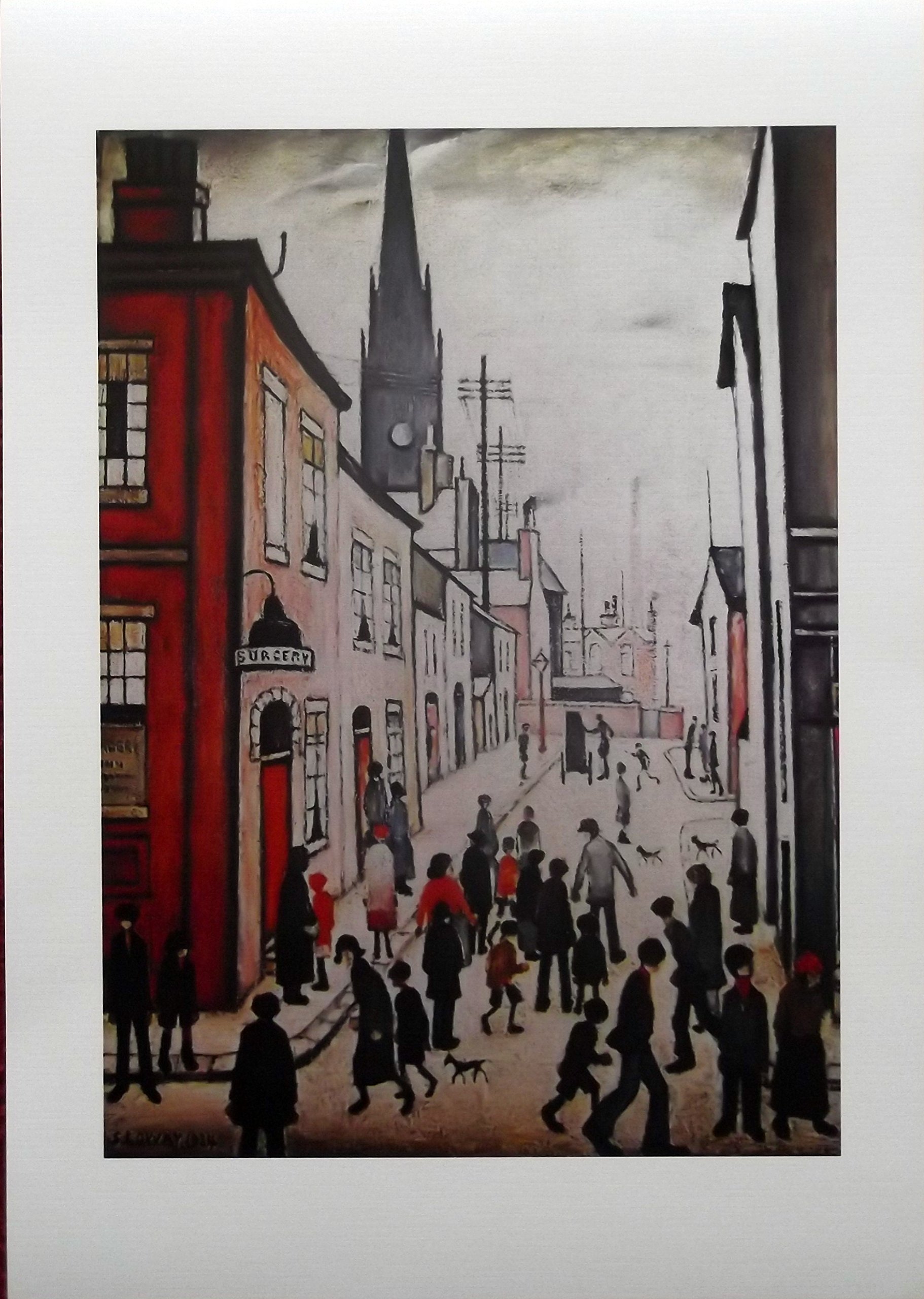 Stateoftheart-Uk Image Plus Border Authentic Uk Handcrafted L S Lowry Print - Organ Grinder - 14 X 10Inch
