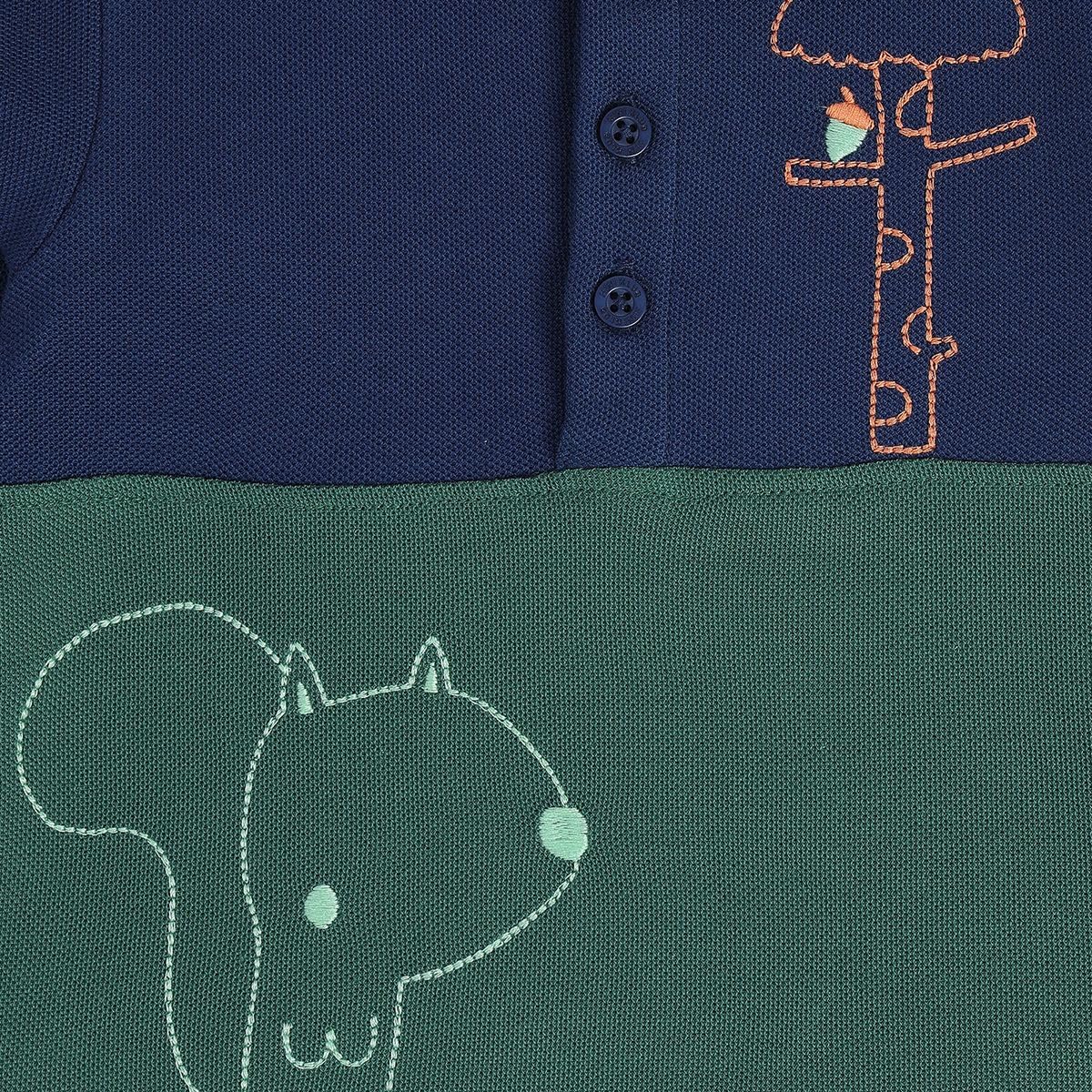 miniklub Baby Boys Collar Full Sleeve Blue/Green Color Knit Polo (0-3M) 3