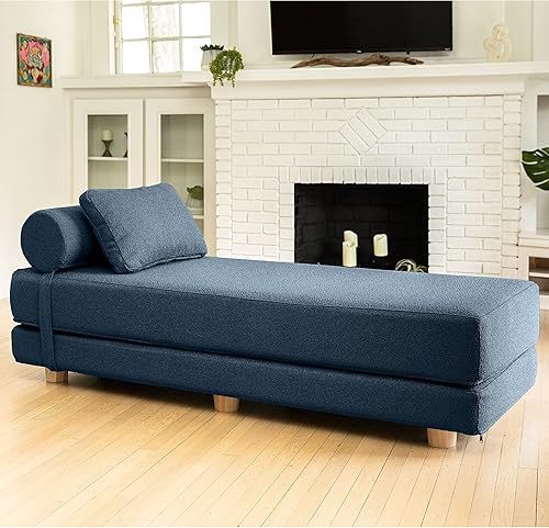 Jaxx Avida Daybed - Cama Queen plegable - Boucle Premium salón elegante y moderno para relajarse y pasar la noche - Azul marino