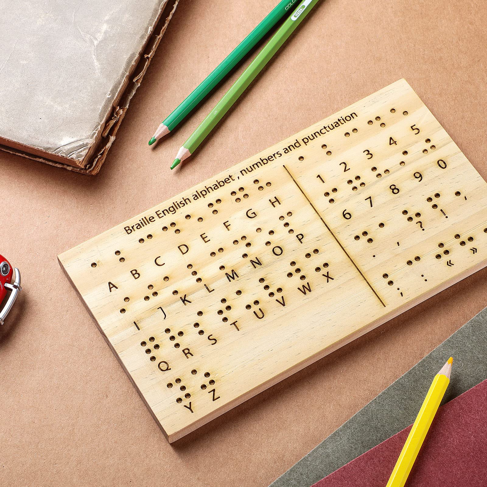 Buy Braille Alphabet Board Wood Braille Fingerboard Carved Dots Braille
