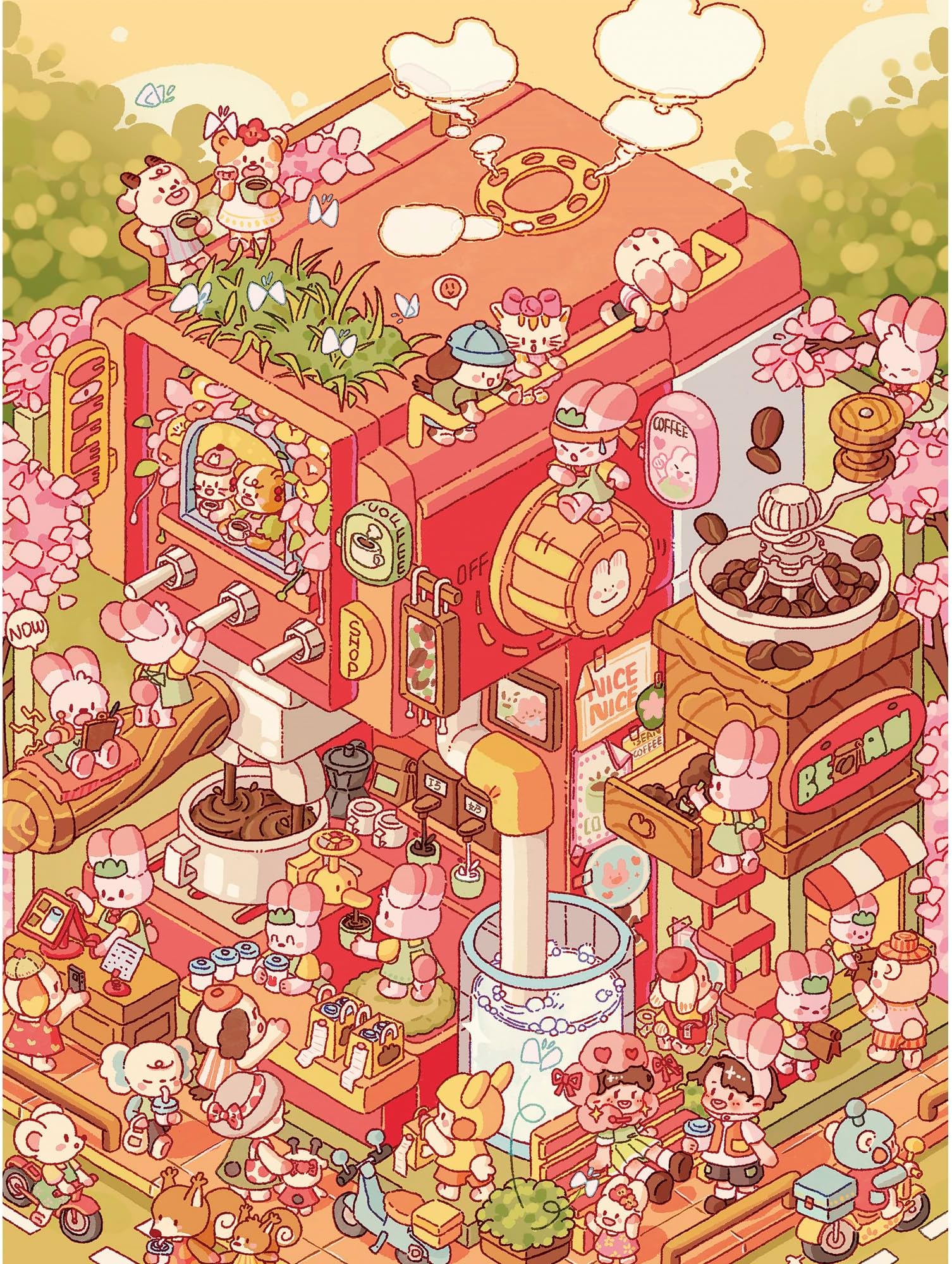 Jigsaw Puzzles 1200 Piece for Adults - Memeko - Coffee Studio Beautiful Plastic Puzzle for Home Decor Zero Dust Easy Storage [H3589]