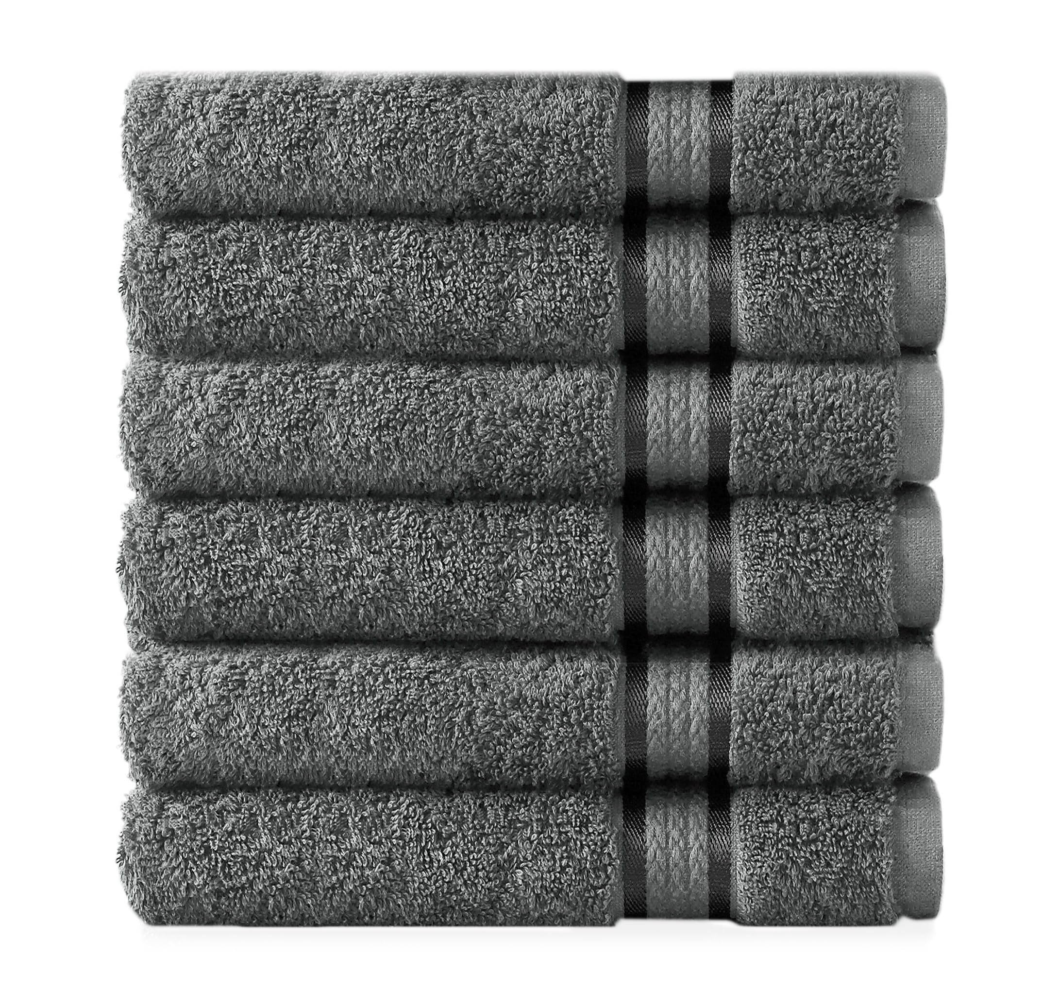 COTTON CRAFT Ultra Soft Hand Towels - 6 Pack 100% Cotton Face Towels - Absorbent Quick Dry Everyday Luxury Hotel Bathroom Kitchen Spa Gym Shower Pool