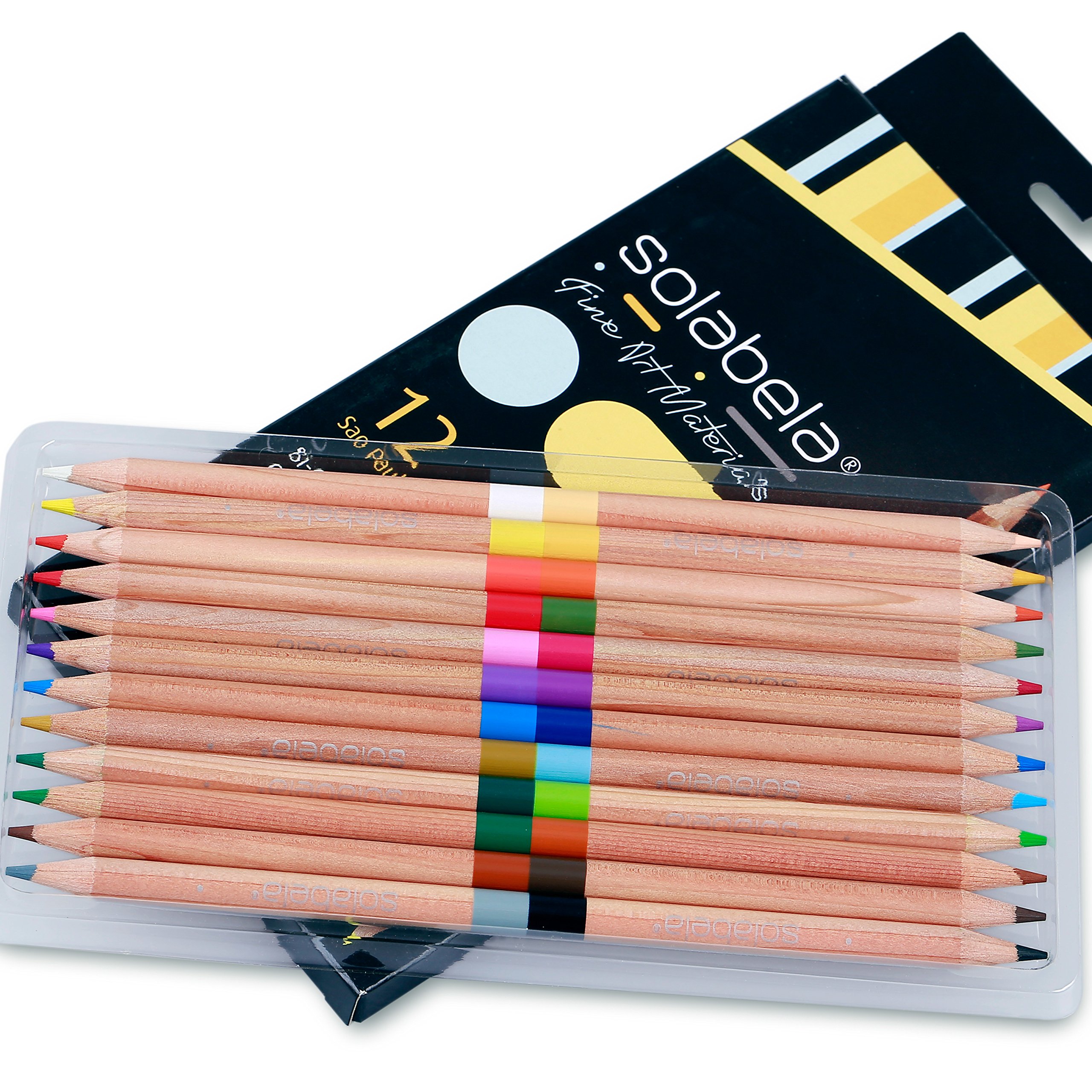 Solabela® 12 Bi-Color Cedar Wood Pencil Set - 24 Colors