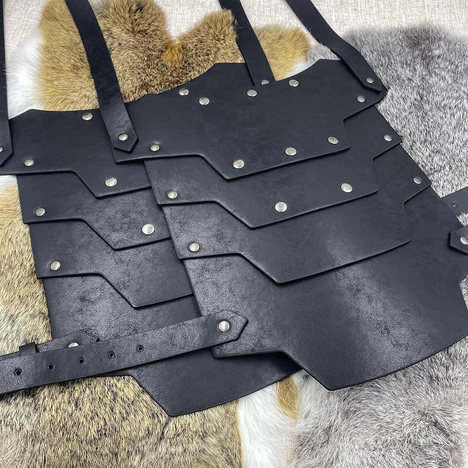 HiiFeuer Medieval Faux Leather Double Pauldron, Vintage Mercenary Knight Shoulder Armor for LARP/Cosplay Ren Faire - Image 4