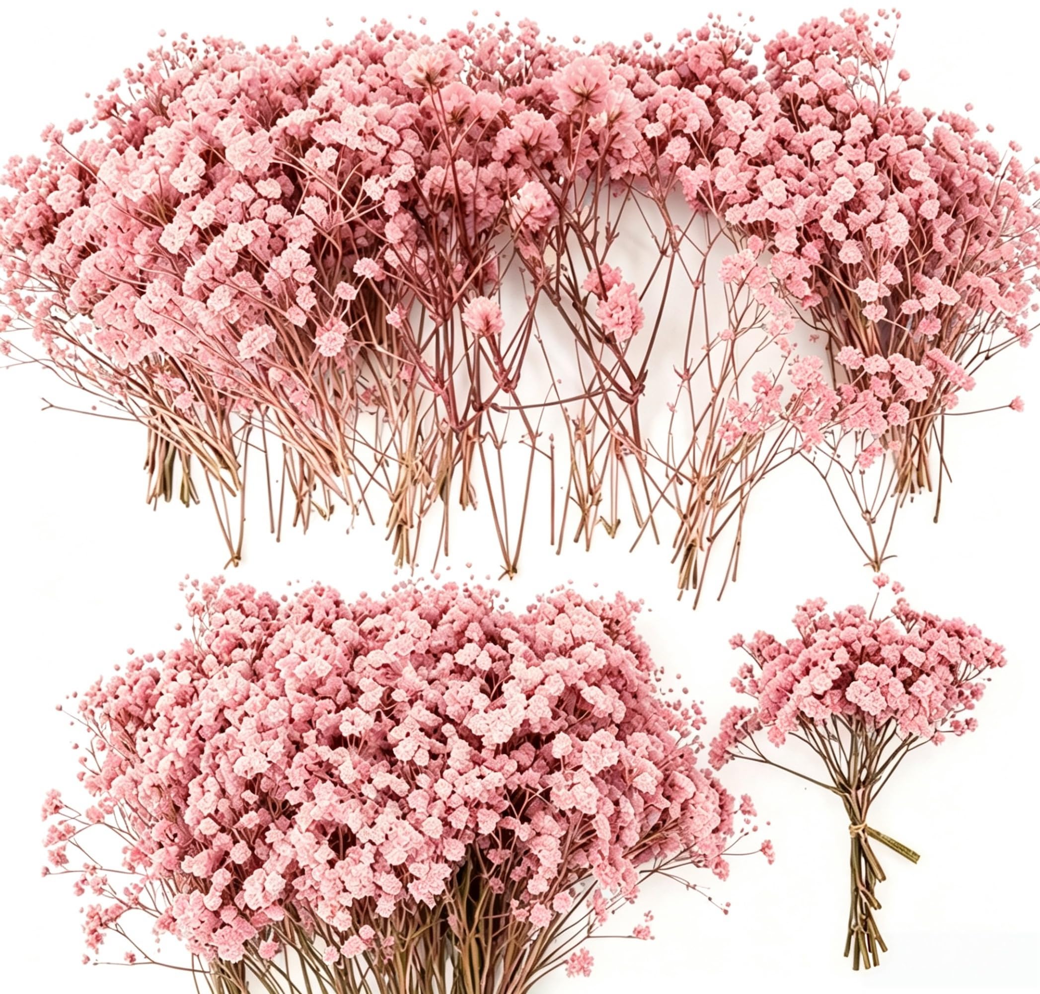 100pcs Natural Dried Baby’s Breath Flowers - Pink Preserved-Dried Babies Breath Bouquet, Real Gypsophila for Wedding, DIY Crafts, Resin Art, Invitation Cards & Home Décor