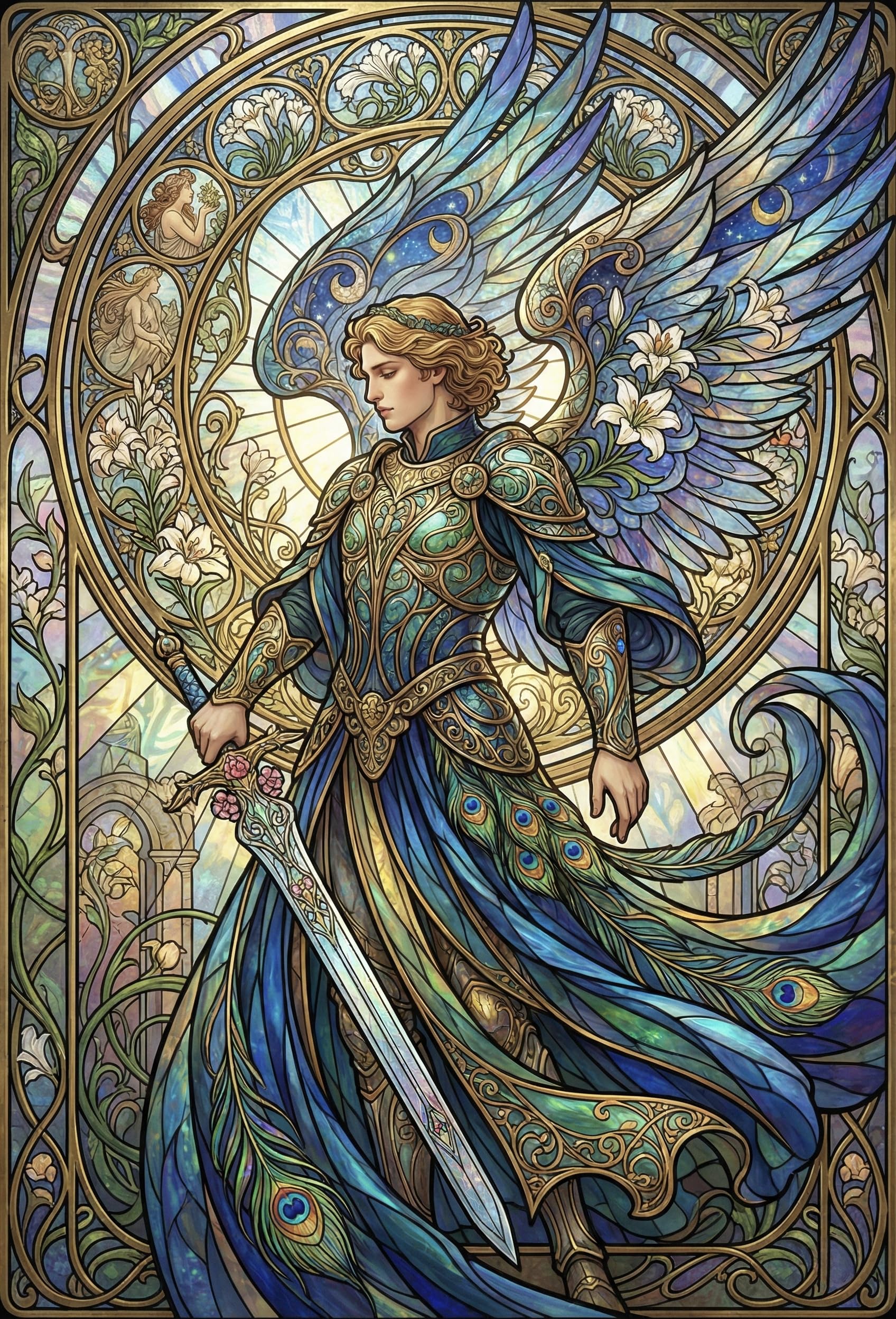 Art Nouveau Archangel Wooden Puzzle 1000 Pieces, Art Nouveau Gift