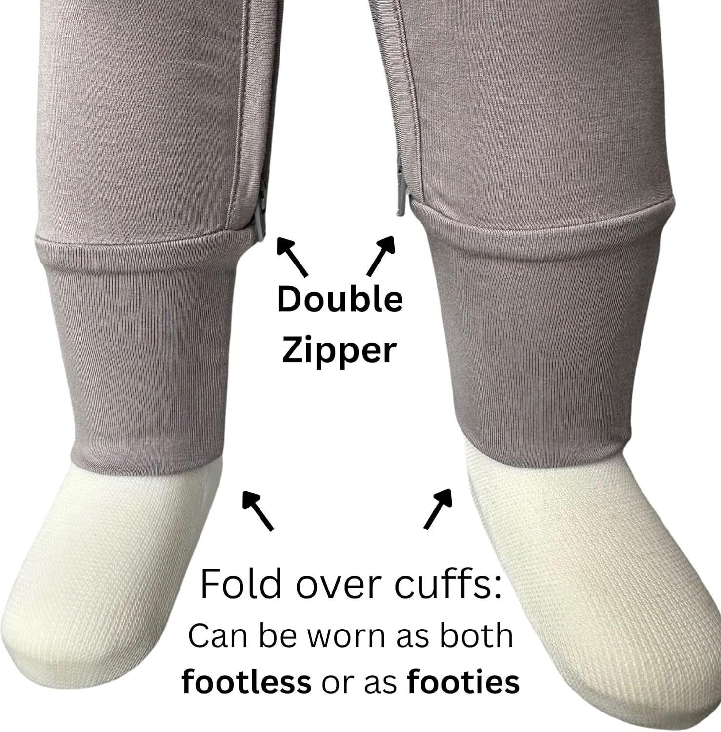 Stretchy Viscose from Bamboo Baby Pajamas, Crescent Zipper Onesie, Fold-Over Mittens & Cuffs, Infant PJs - Image 4