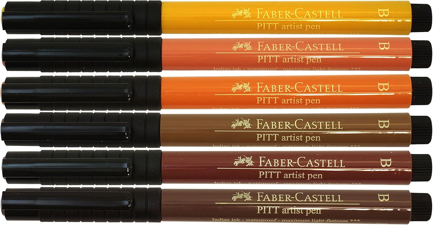 Faber-Castel FC167106 Box of 6 PITT Artist Terra Pens, India Ink, B Box