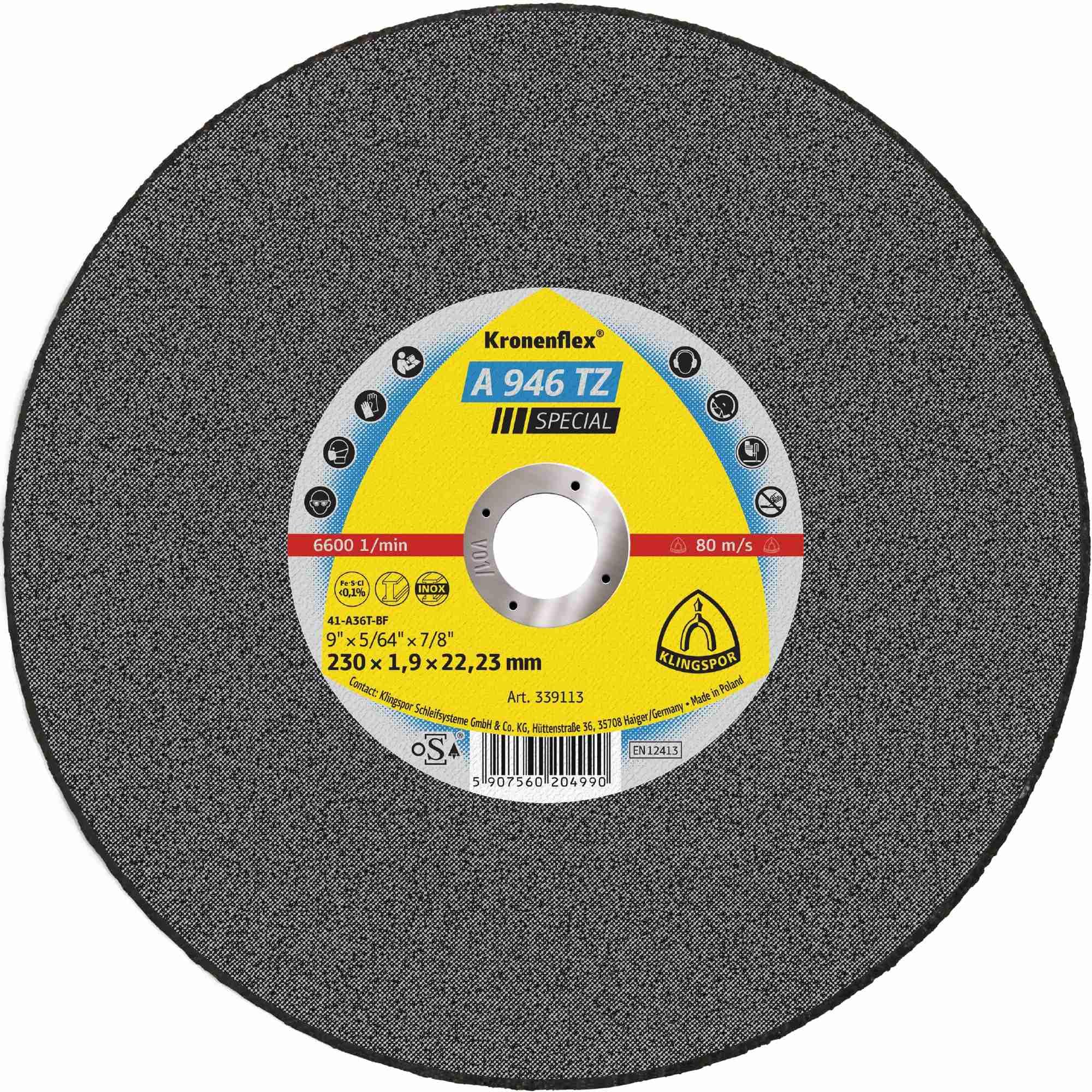25 x dischi da taglio Klingspor A 946 TZ, 230 x 1,9 x 22,23 mm piano
