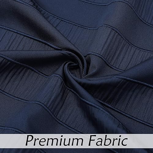 Miniatura 3 de Central Park Navy Blue Shower Curtains Gathered Stripe Seersucker Puckered Ruffle Decorative Pattern for Modern Elegant Bathroom Spa Hotel with