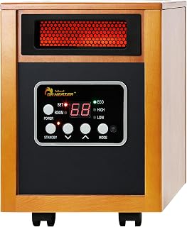 Dr. Infrared Heater DR-968 1500W Portable Cherry Space Heater - Dual PTC Quartz System, Fast Efficient Room Warming up to 576 Sq Ft