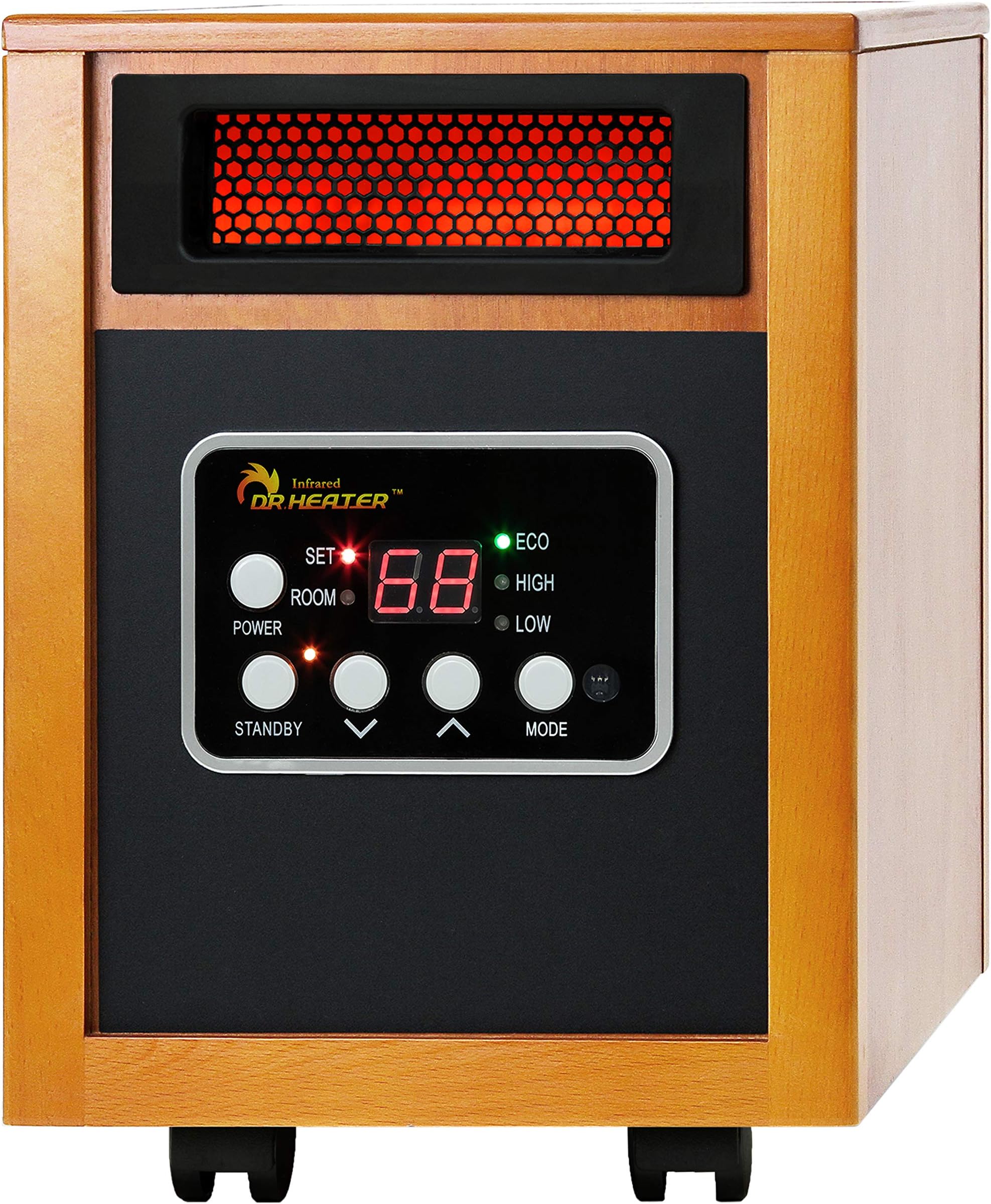 Dr Infrared Heater DR-968 Portable Space Heater, 1500-Watt, Cherry