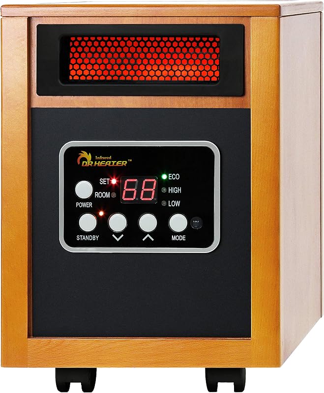 Dr Infrared Heater DR-968 Portable Space Heater, 1500-Watt, Cherry