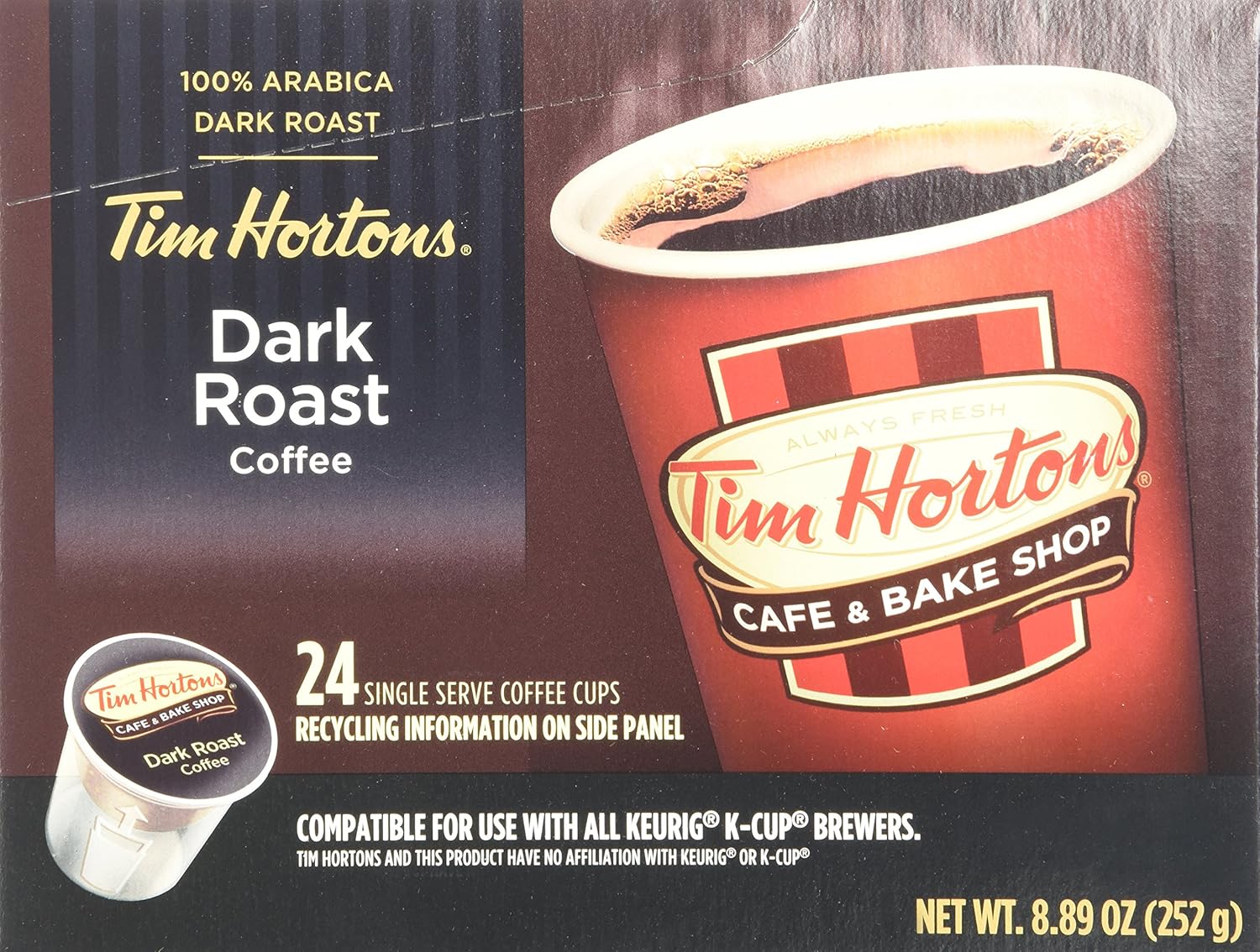 Tim Hortons Dark Roast Coffee Cups, 96 Count Kenya Ubuy