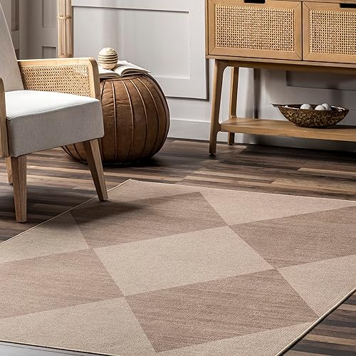 Miniatura 8 de nuLOOM Simple Diamond Easy-Yute - Alfombra lavable a máquina, 5 x 8, natural