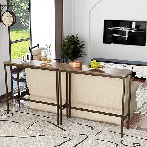 Miniatura 13 de Aklaus Mesa de bar de 40 pulgadas, mesa rectangular de altura de barra industrial con marco de metal dorado resistente, parte superior de mármol