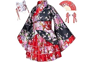 Kids Mulan Cosplay Traditional Japanese Kimono Robe Set