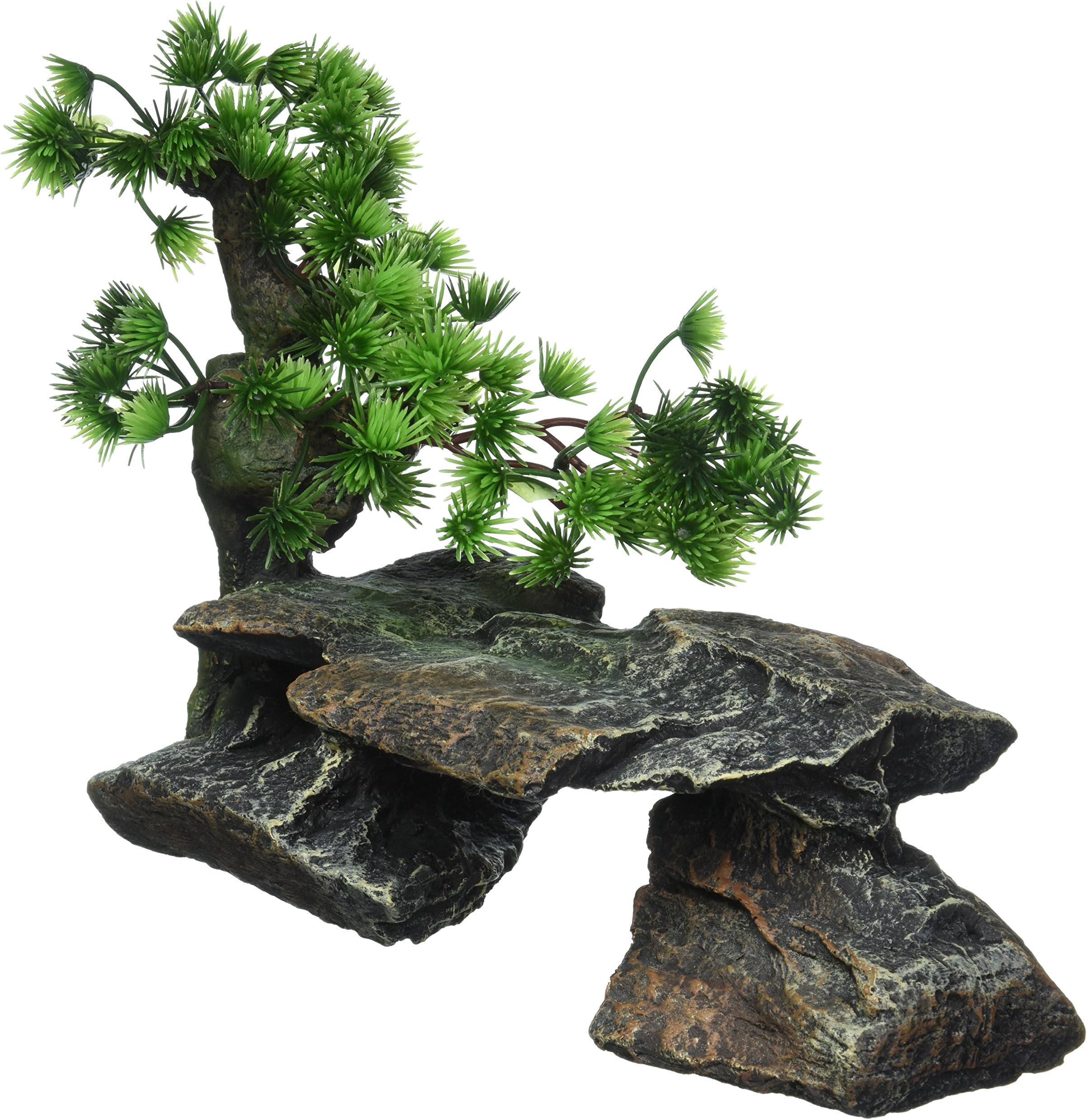 Penn-PLAX Deco-Replicas Bonsai Tree on Rocks Aquarium Decoration – Safe for Freshwater and Saltwater Fish Tanks – 9” Height