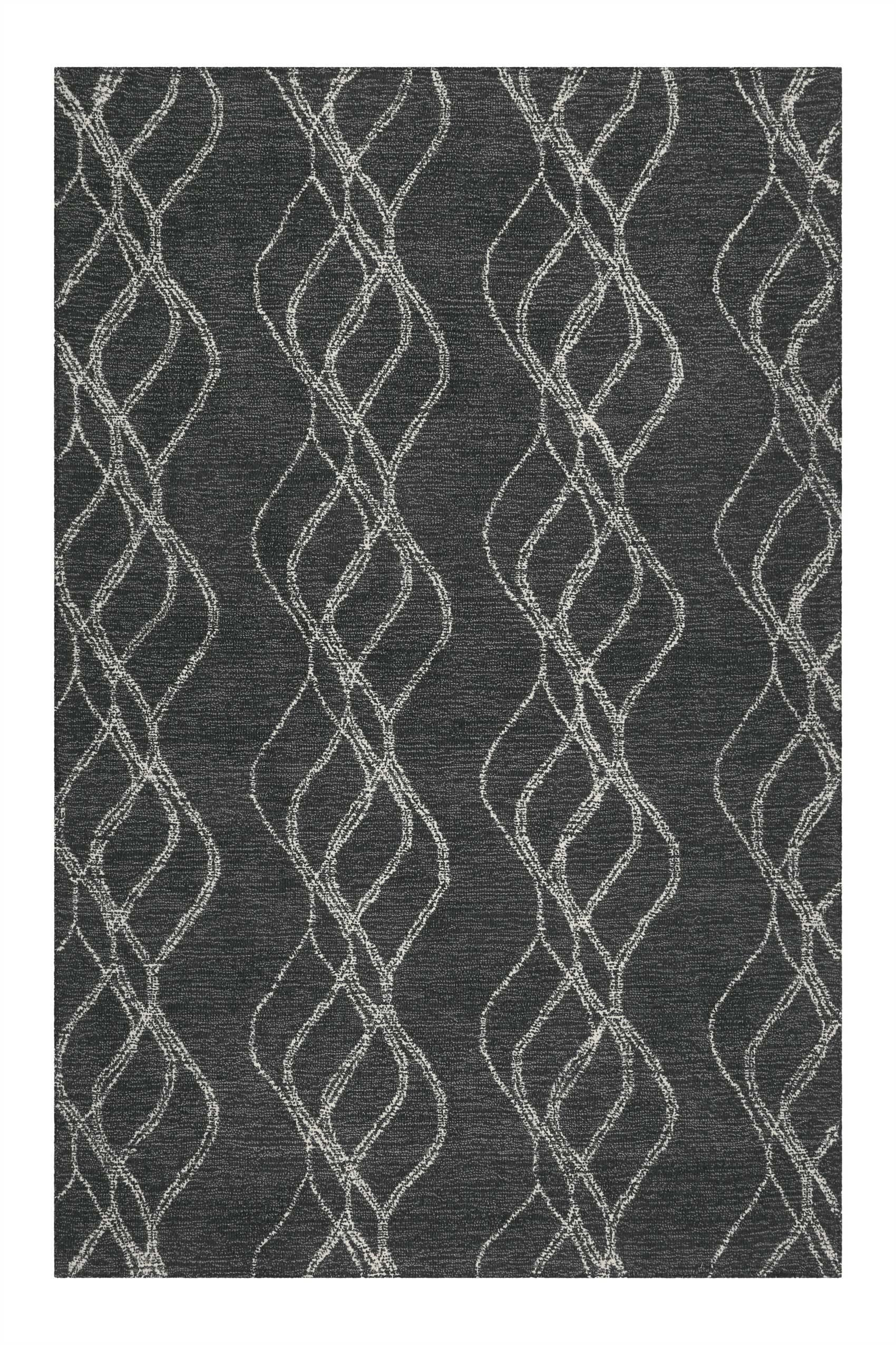 Wecon Home Moderner Kurzflor Wollteppich - Wohnzimmer, Schlafzimmer & Kinderzimmer - Anthrazit (140x200 cm)