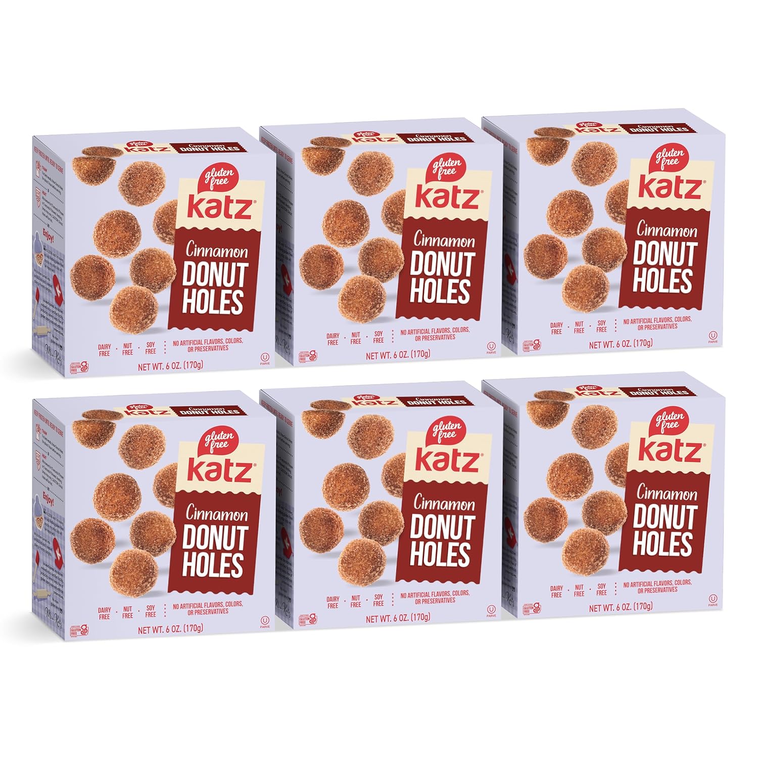 Katz Gluten Free Cinnamon Donut Holes. Perfect School Snack Bites. Free of Soy, Sesame, Dairy, and Nuts. Kosher snack, 6oz (6pk)
