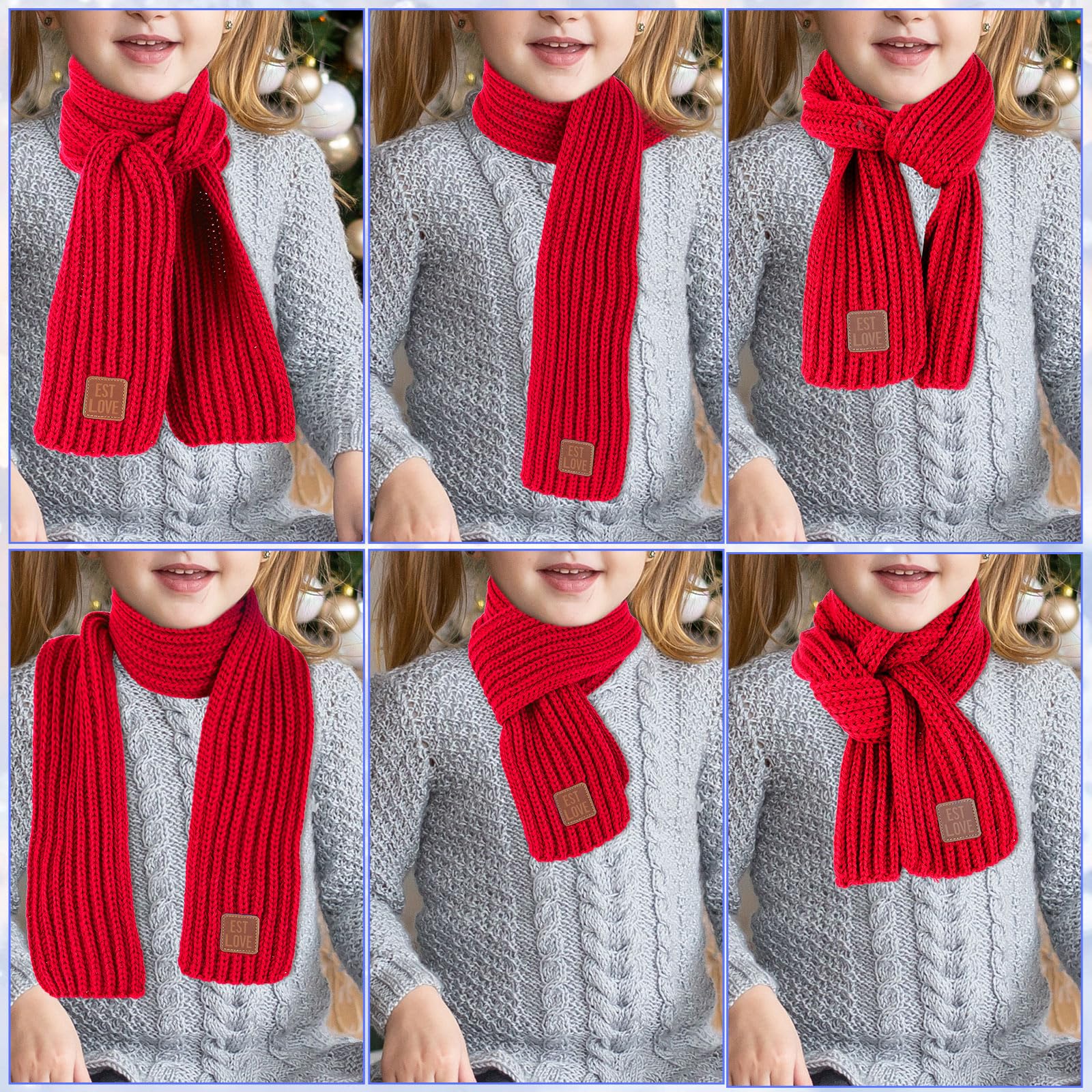Abeillo Warm Kids Winter Knit Scarves Soft Knitted Neck Warmer Scarf Warm Scarves Wrap for Boys Girls