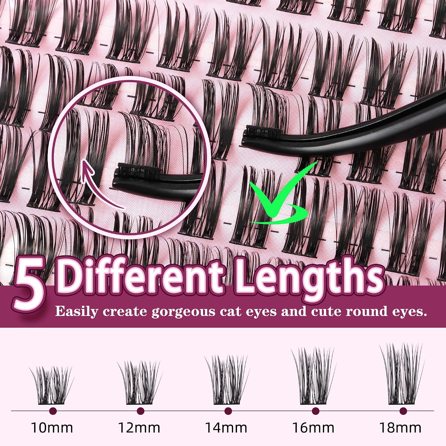 Uilulu Lash Cluster kit 10-18mm DIY Lash Extension Kit 144 D Curl Wispy Clusters Lashes 0.07D Individual Lashes Clusters False Eyelashes Set Eye Lash Kits Extensions Kit Fake Eye Lash(U15 Lash Kit)