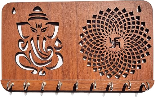 Miniatura 3 de Ganesha - Llavero de chakra con esvástica para decoración del hogar, elegante colgador de llaves montado en la pared, soporte de llavero para