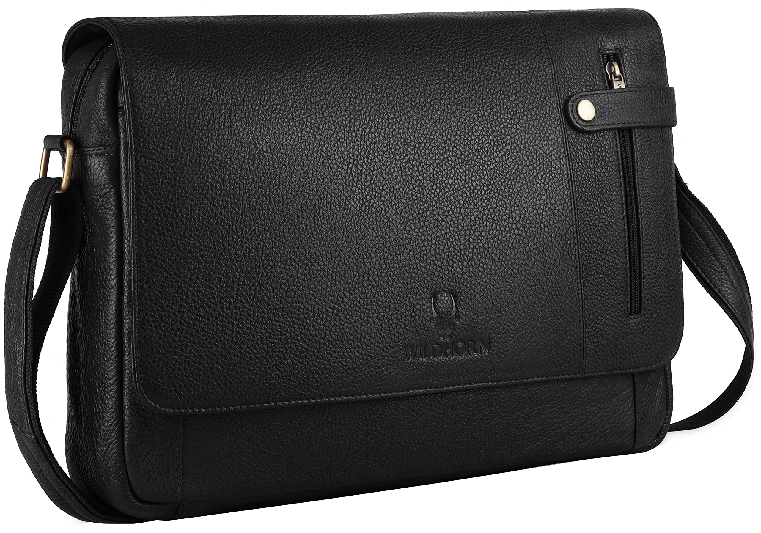 WildHorn Genuine Leather Laptop Messenger Bag for Men | Stylish Office Bag with a Padded Laptop Compartment & Adjustable Strap | Designed to Fit Laptops up to 14 Inches | Backed by a 1-Year Warranty