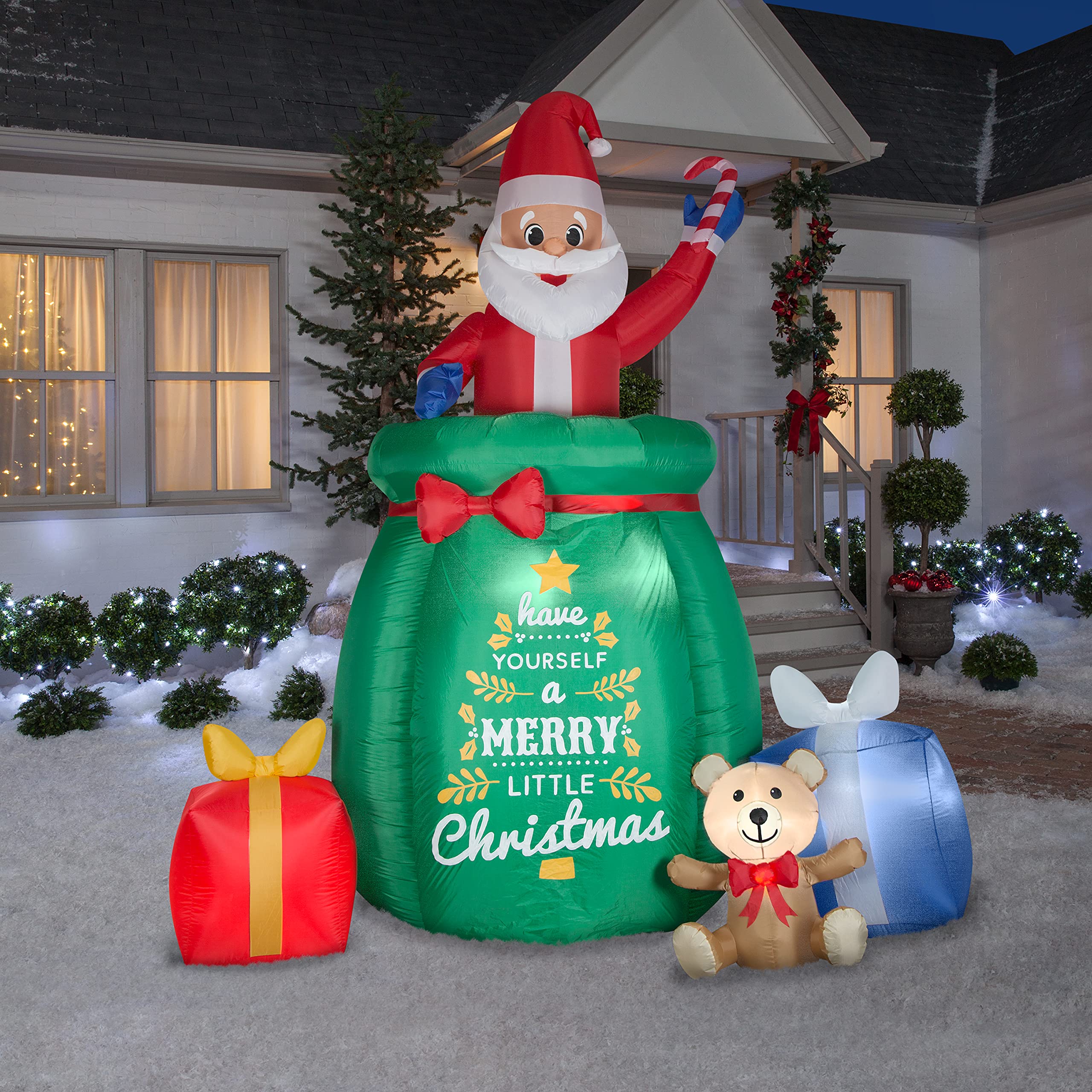 Gemmy Animated Airblown Inflatable Santa in a Gift Sack 10ft Tall
