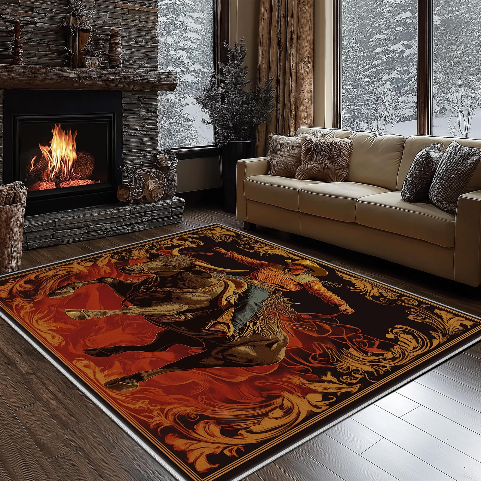 Tapis aventure western pour chambre d'enfant et salon tapis doux lavable 160x230