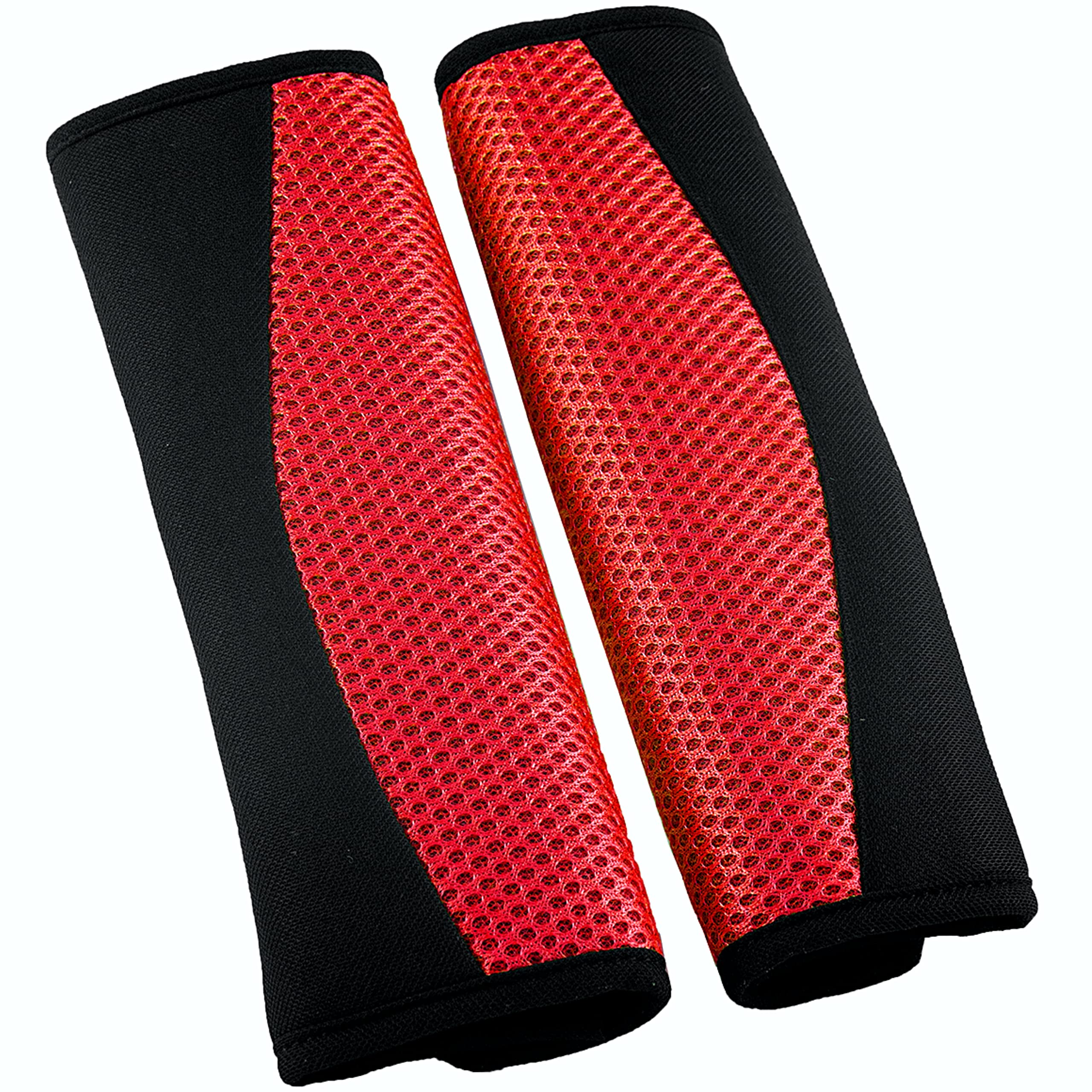 Car Seat Belt Pad - One Pair of 'Carnaby Red' - Safety and Comfort for Adults Children Family - for All Vehicles
