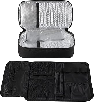 ALLCAMP Insulin Travel Cooler Case, Large Capacity, 4 Ice Packs, Black