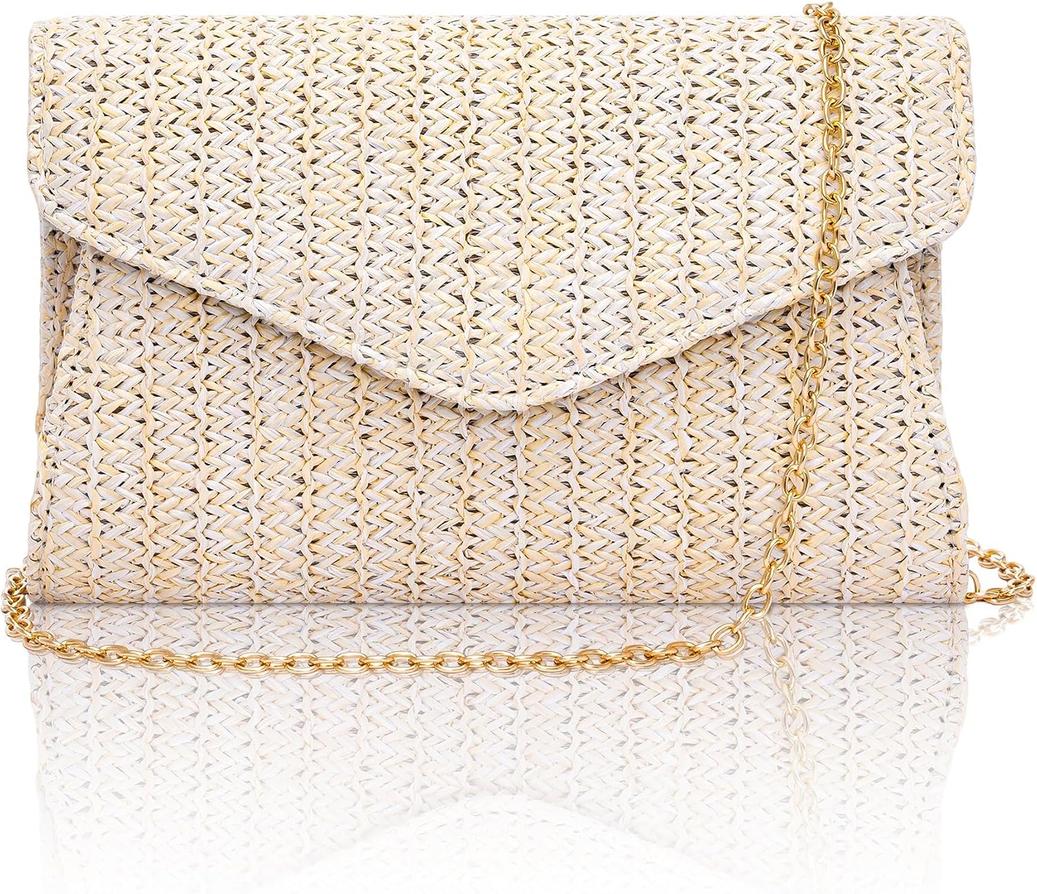Straw Clutch Purses for Women, Envelope Summer Evening Handbags, Straw Beach Purse for Wedding Party Prom Vacation