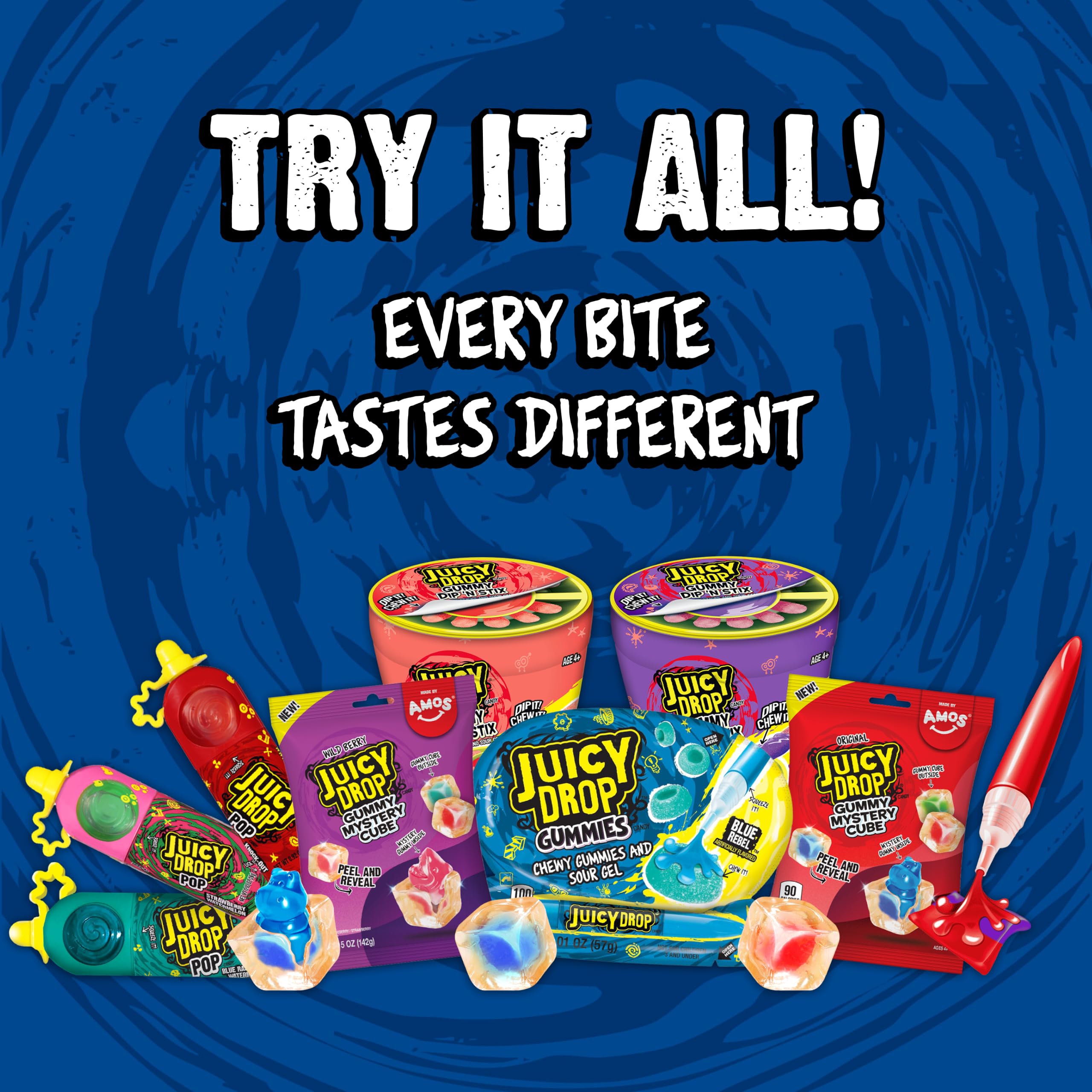 Juicy Drop Taffy Variety Pack Assorted Flavors Sweet Chewy Candy with Sour Gel Pen 16 Count | with Sour Gel Pen 16 Count product thumbnail 8