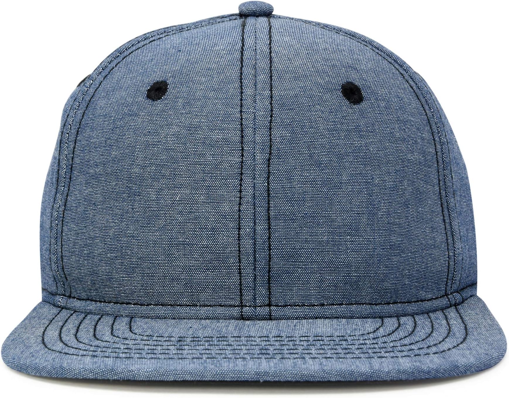 DALIX Premium Flat Bill Baseball Cap Structured Hat Snap Back Chambray