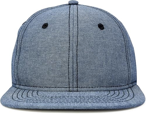 DALIX Premium Flat Bill Gorra de béisbol estructurada sombrero a presión espalda Chambray