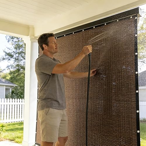 Miniatura 12 de Sombra 90% de tela para el sol, cubierta de privacidad para patio, jardín, pérgola, toldo con ojales (moca, 8 x 12 pies)