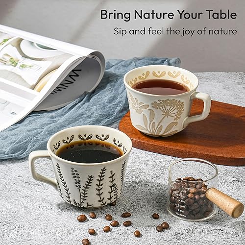 Miniatura 5 de LINVIA Taza de café de cerámica, taza de té única de 11 onzas con mango grande, perfecta para café con leche moca, capuchino expreso, el mejor