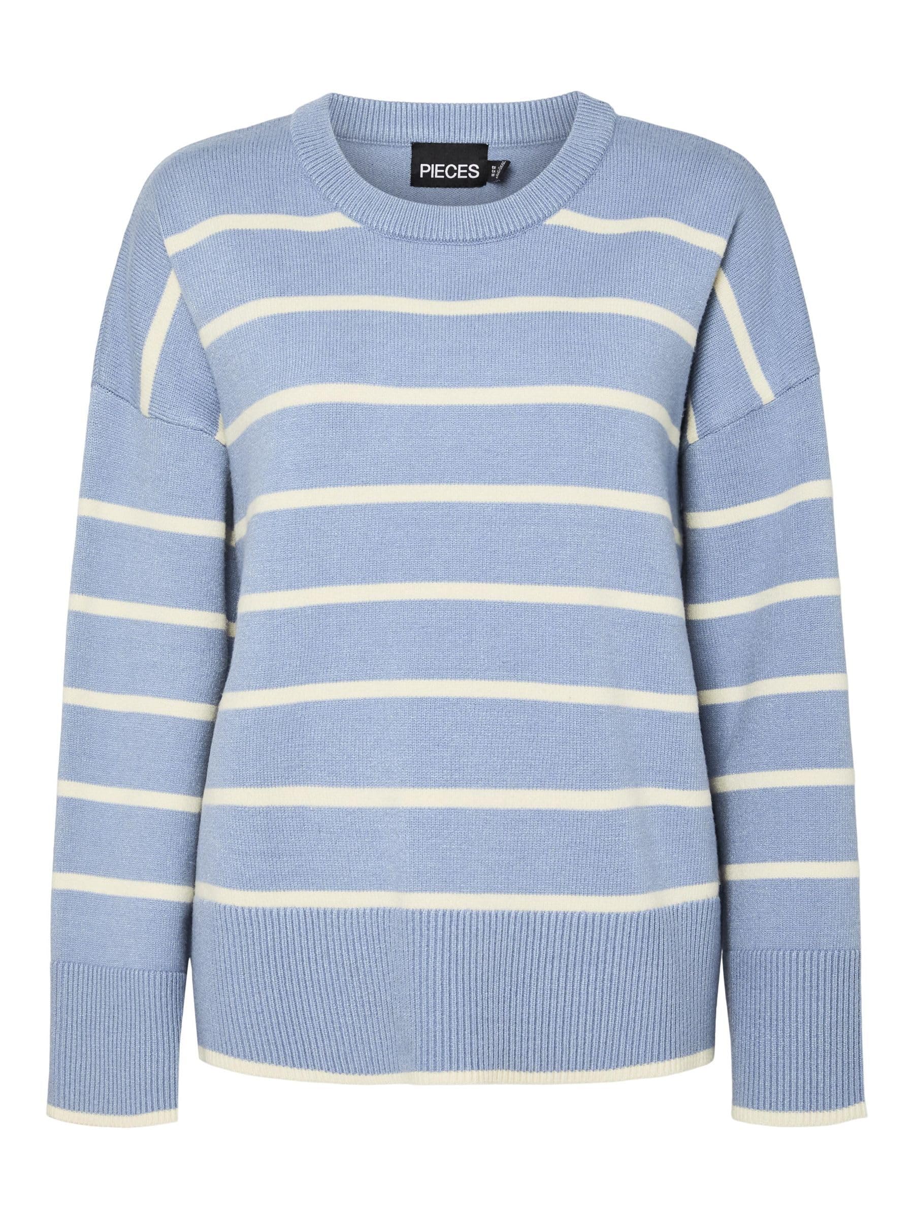 PIECES Women's Pcmathilde LS O-Neck Knit Noos Bc Jumper, Faded Denim, L